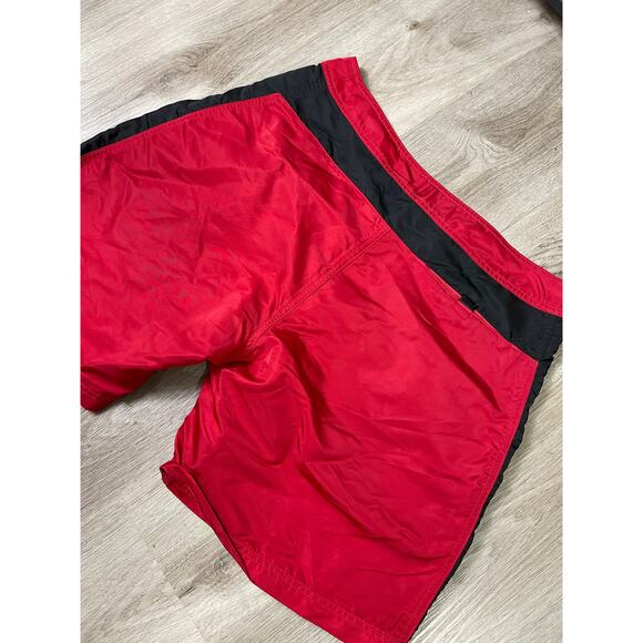 Vintage RLX Polo Sport Men’s 34 Red Nylon Swim‎ Trunks Black Stripe Y2K Shorts - Picture 10 of 14